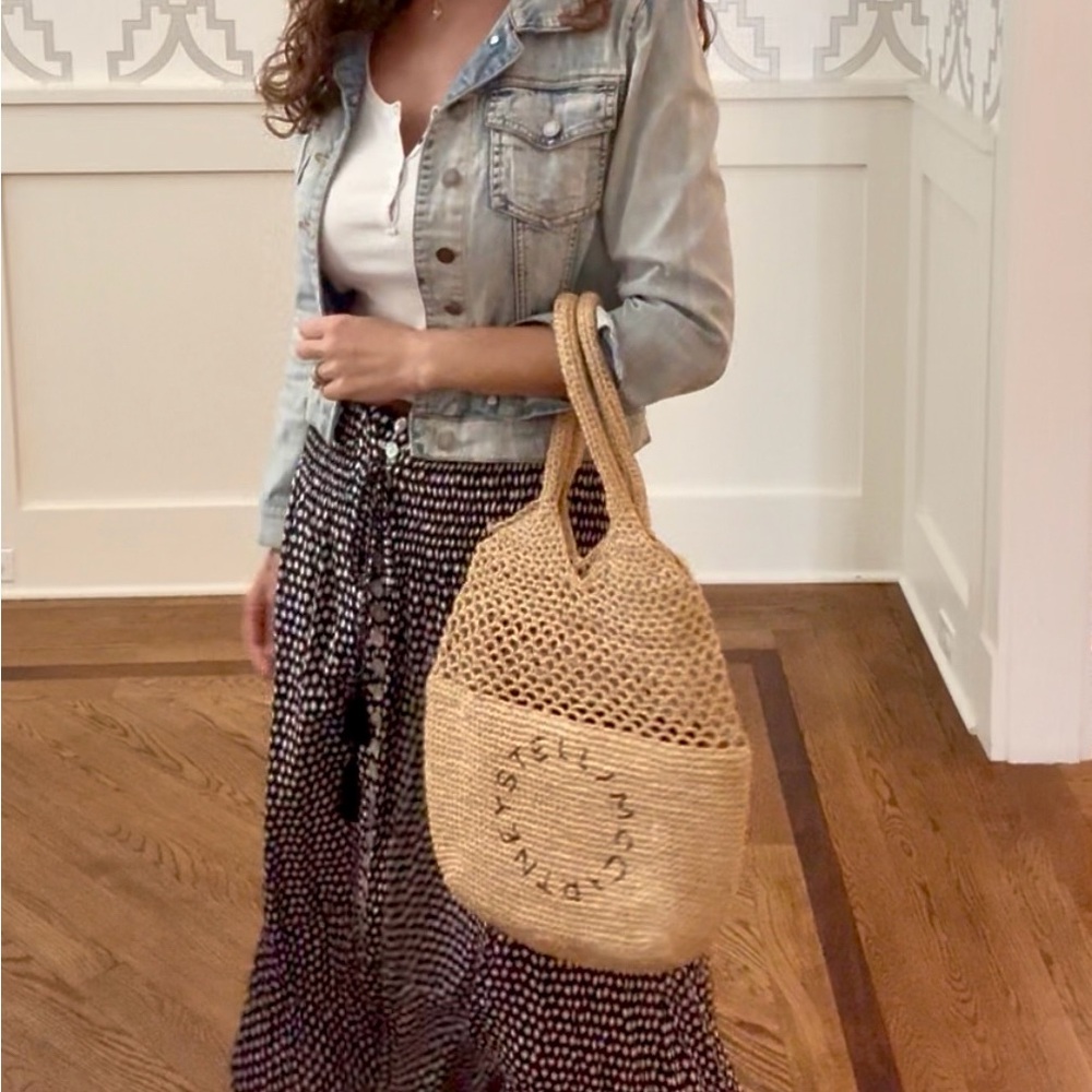 Stella McCartney Tan Raffia Woven Tote Bag